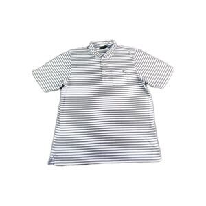 Timberland Sz L Weather Gear Mens Preppy Short Sleeve Striped Polo Shirt Gray 20